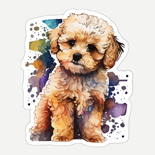 vector art watercolor maltipoo sticker