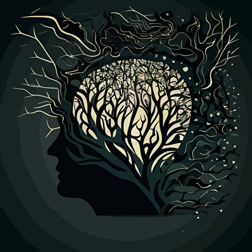 Fractal Mind, simple vector art,