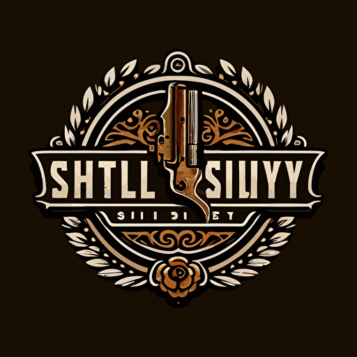 simple logo for a firearms dealer named "shotgun shelly" vector, traditional