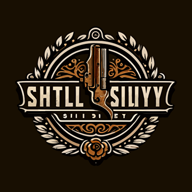 simple logo for a firearms dealer named "shotgun shelly" vector, traditional