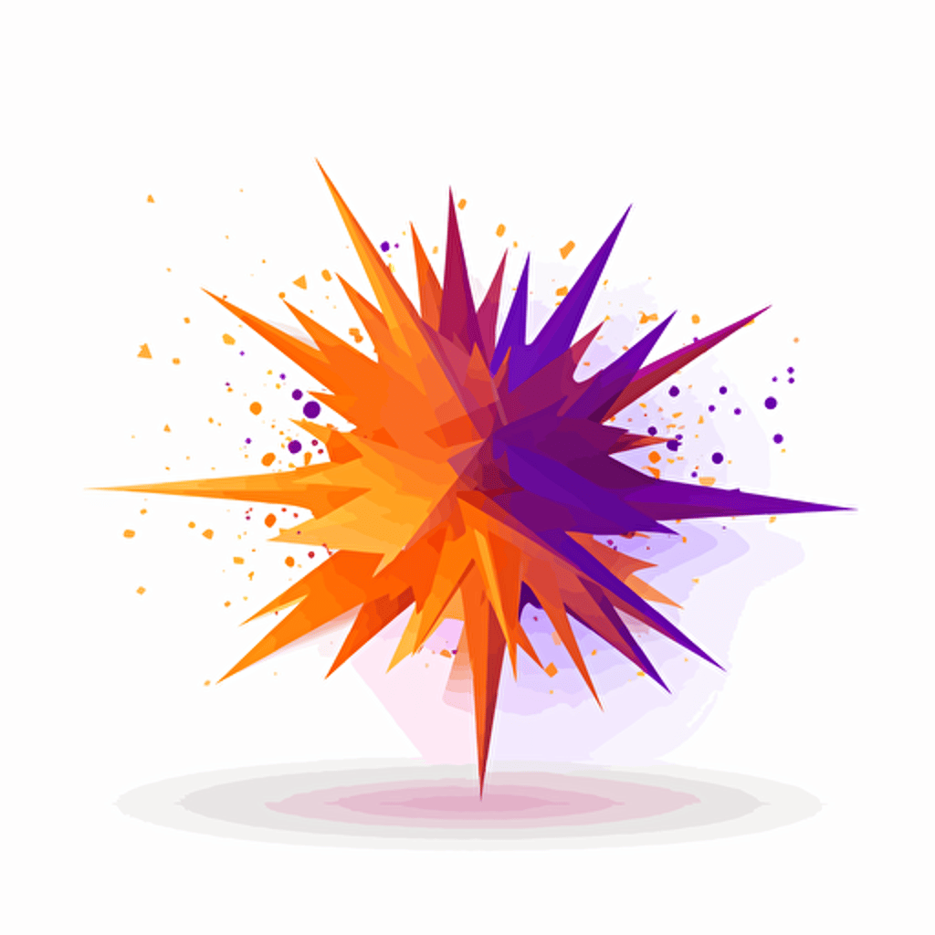 a abstract exploding purple orange vector gradient 5 point star on white