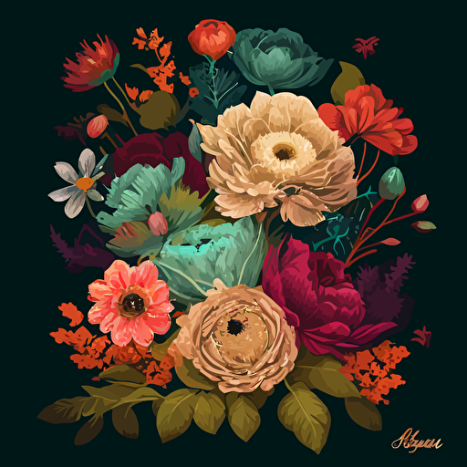a kaliedascope of flowers vector art in the style of Joshua Davis