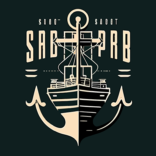 ship dock logo simple vector with anchor minimalist