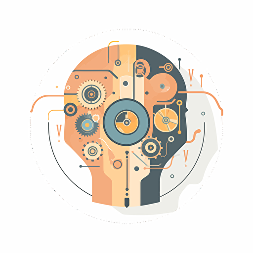 2d flat vector icon, visual interpretation of artifical intelligence