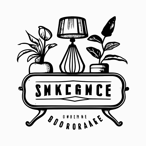 [simple, retro, hand-drawn] iconic logo of [homedecor], black vector, white background
