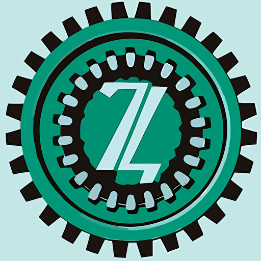 1 color logo of a gear with the letters "XYZ" in the center, simple, flat, vector art