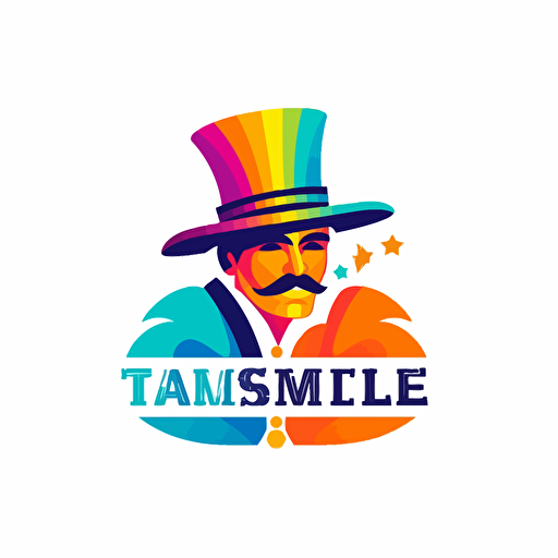 a simple logo for an entertainment company in the style of massimo vignelli, stylize , vector, white background, high quality, bright colors,