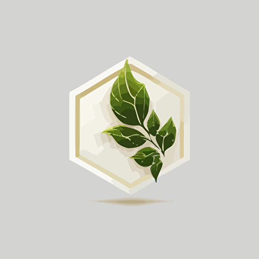 hexagonal leaf logo, simple, white background, vector logo