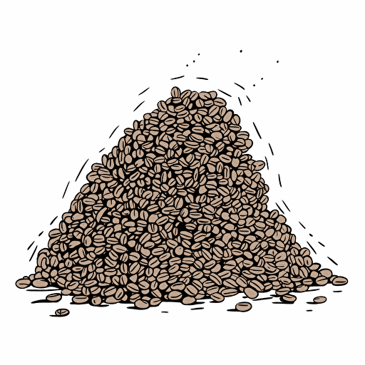 line drawing of pile of coffee beans, black ink, simple, minimalist style, spontaneous marks, vector illustration
