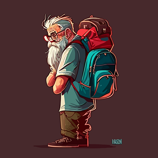 Chico con mochila a la espalda, diseño profesional de vectores, diseño plano.