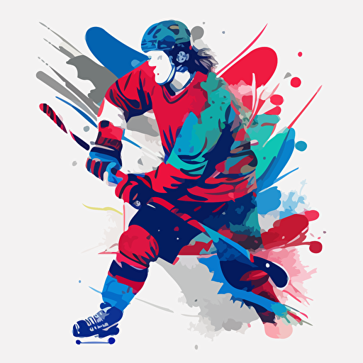 hockey player art vector illustration 2 colors ar 2:3