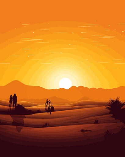 on tatooine at sunset, vector image, isolated background