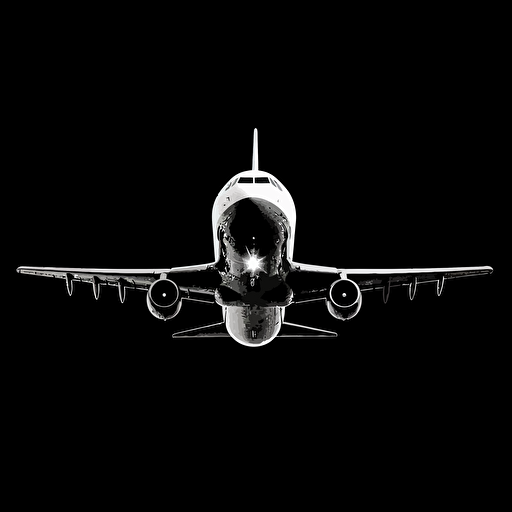 white vector airplane, deep black background.