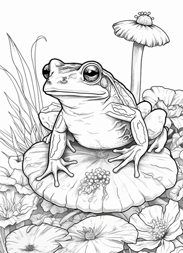 2d illustration, simple vector frog coloring page