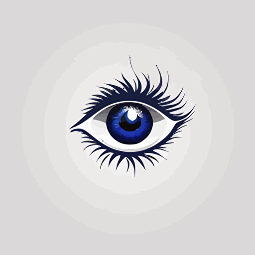 minimalist dark blue eye symbol vector logo, white background, simple clean design