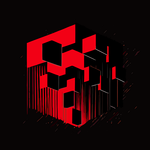 logo, minimalist, vectorized, red and black colors, print layer , delicacy, 5 small cubes on a straight line each with different shades of red, black background