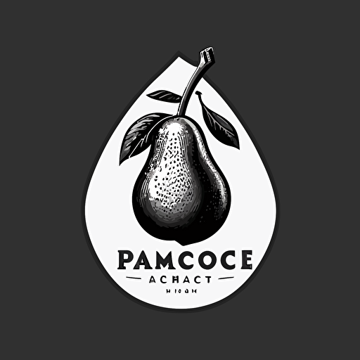 iconic logo of pearmock which is a pear fruit. black and white. pearmock is an online platform for consulting and product management mock interviews. design a minimalistic logo. black vector, on white background v5