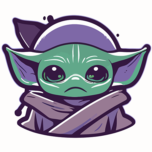 a logo representing a head of "baby yoda" purple, vectoriel