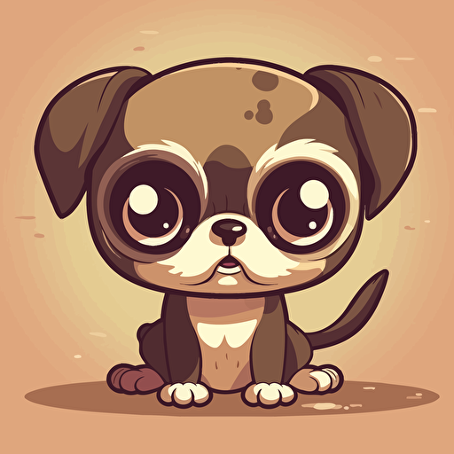 big eyes cartoon dog vector | price 1 credit usd $1, in the style of subtle use of shading, rounded, flat shading, brown, asymmetric designs, 32k uhd, anime-influenced