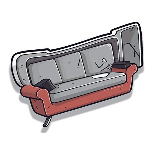 upside down couch 2d simple die-cut sticker vector art