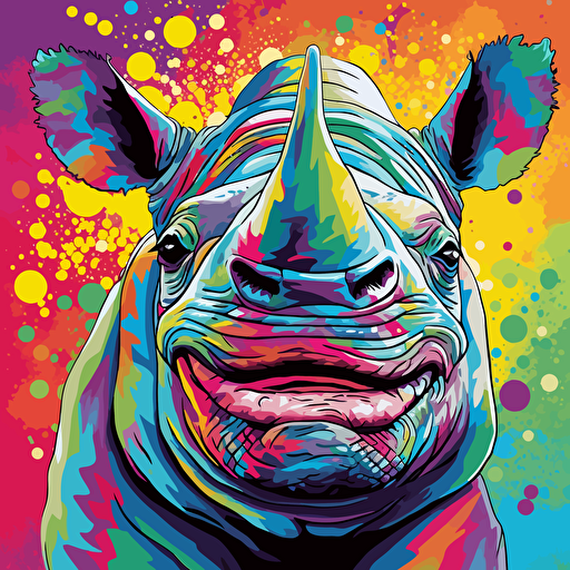 smiling rhino vector art bright colours