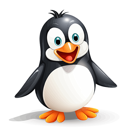 lucky penguin, detailed, cartoon style, 2d clipart vector, creative and imaginative, hd, white background