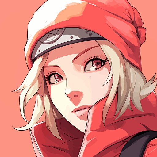 women manga, style naruto, vectoriel, light red v 5