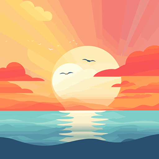 flat_simple_illustration_minimal_vector_stylized_sky_ocean_warm