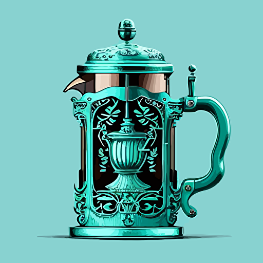 vector illustration two color French press coffee maker Indian style art