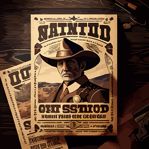 affiche, publicité, sheriff office, pendaison, western, style 1800, flat, vectorized