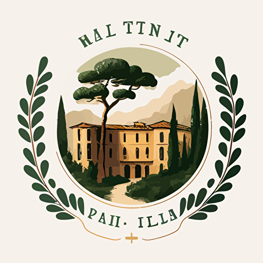 a simple logo, vector, pineto castle, outlin, Italian style, modern