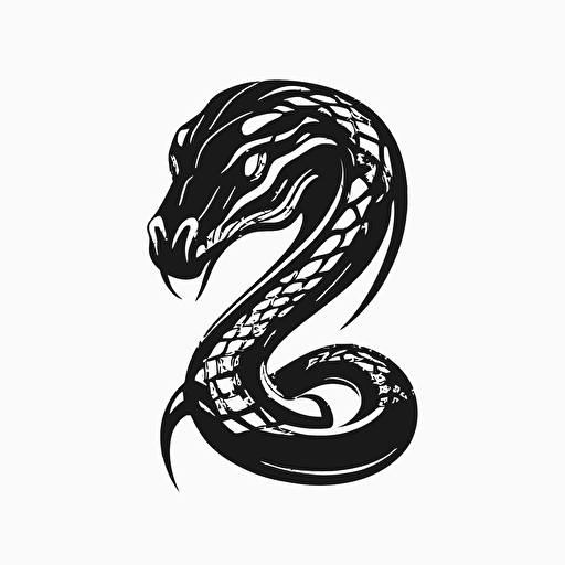 simple modern mascot iconic logo of snake black vector, on white background