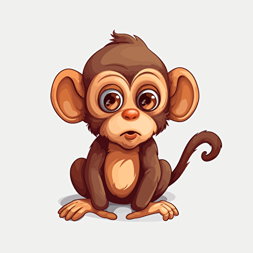 monkey, detailed, cartoon style, 2d clipart vector, creative and imaginative, hd, white background