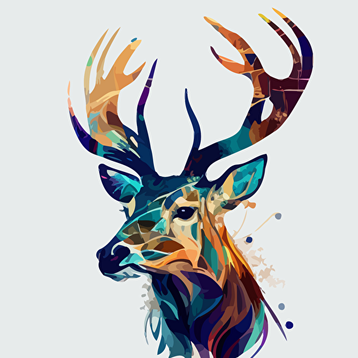 stag head,vector art, transparent background