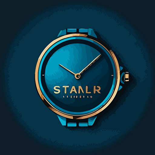 simple watch logo, modern, one color, vector style, blue, transparent background