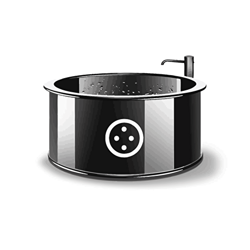 vector stainless steel cylinder bathtub logo design ,flat design,black color, white background