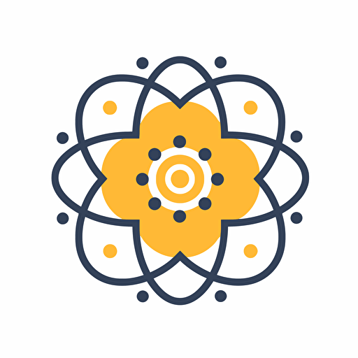 Insignia, School of Nuclear Science, no lettering, no image noise, white background, flat vector illustration,