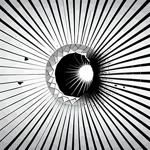 light attempting to exit a black hole event horizon, vector, line, white background