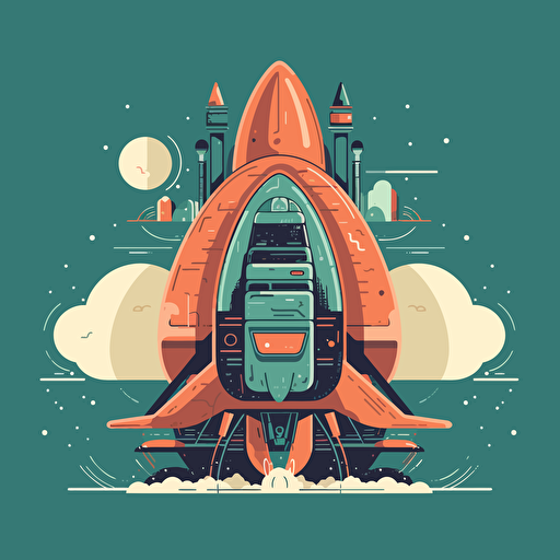 simplistic space ship flat vector illustration