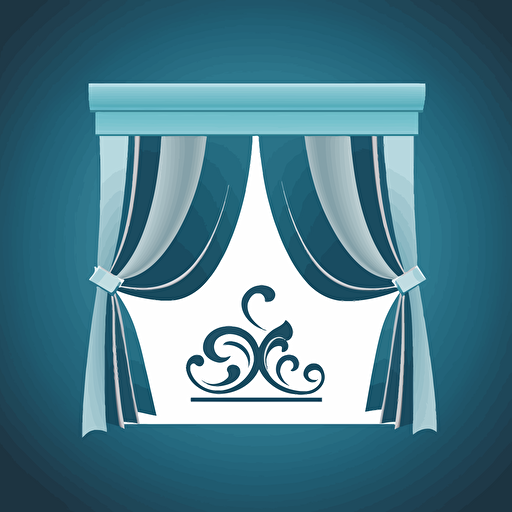 a logo for a company that designs window shades and curtains, vector art, blue