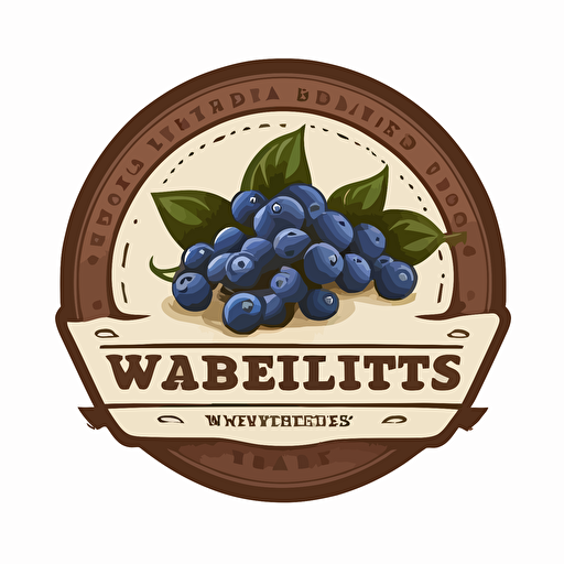 business logo featuring blueberries, vector, simple style, white background no shading detail