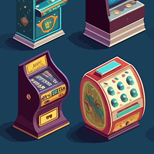 Many slot machines, vector art