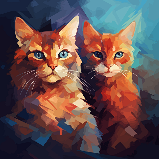Abstract vector art, cats, style of Beksinski and Leonid Afremov