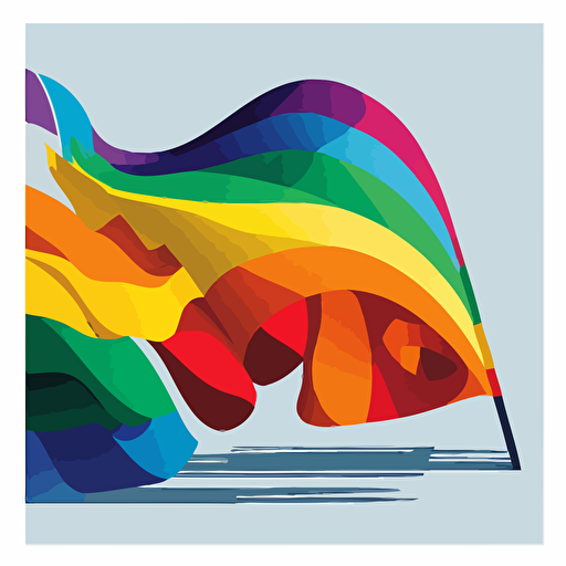 Flat color illustration, vector art, rainbow flag