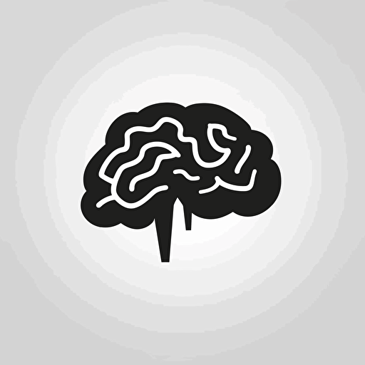 simple brain icon, side view in black on clean white background, vector