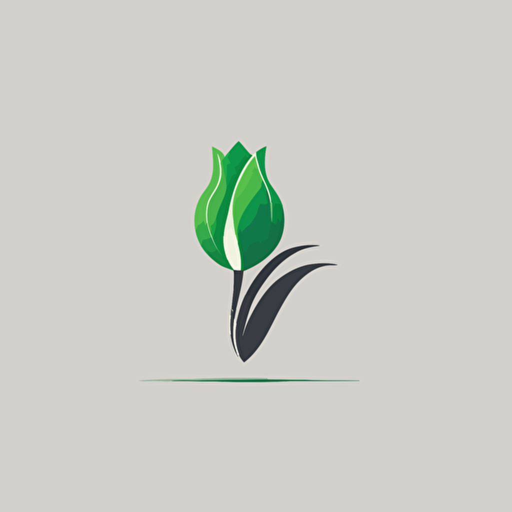 flat design vector minimalistic logo for Green Tulip project, combine symbol of tulip with symbol of study, don’t add text to the design