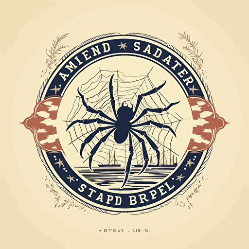 Design logo, art, flat design, vector. brand identity is for a hand-crafted american made products. text Spider Island Trading Company