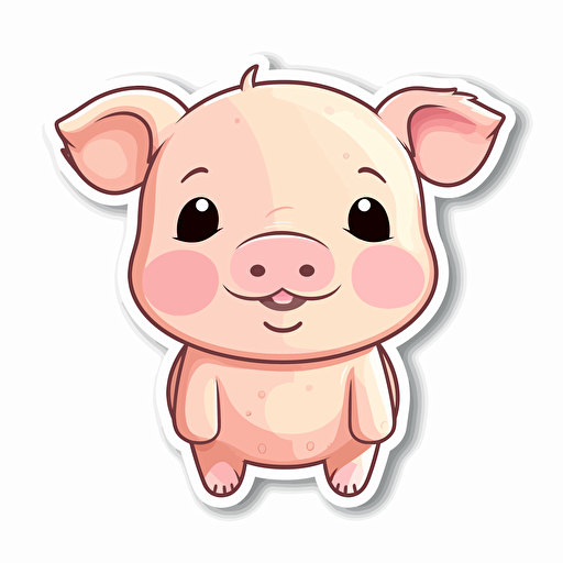 Kawaii cute piggy sticker vector art, white background