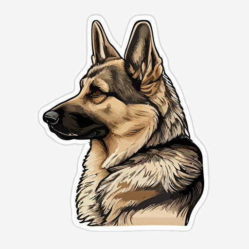 cartoon logo vector whie background of a german shepard sticker