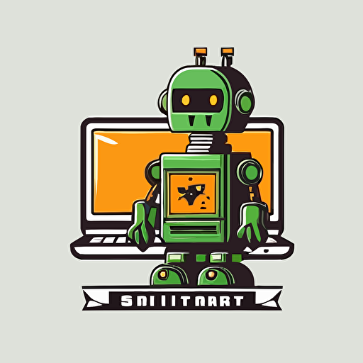 a mascot logo of a robot, simple, working for an online store, vector